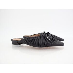 Sam Edelman Julia Pump Mule Size 7M Black Leather Ruched Pointed Flat